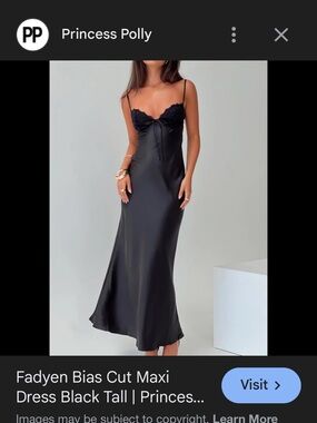Black Satin Bias-Cut Maxi Dress